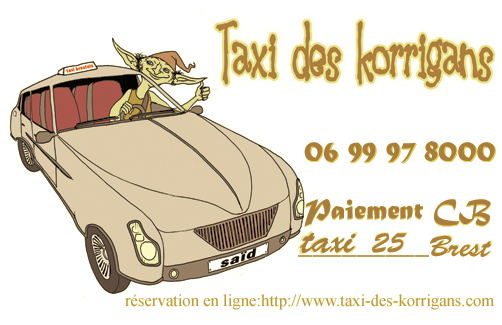Carte de visite taxi Brest Korrigans